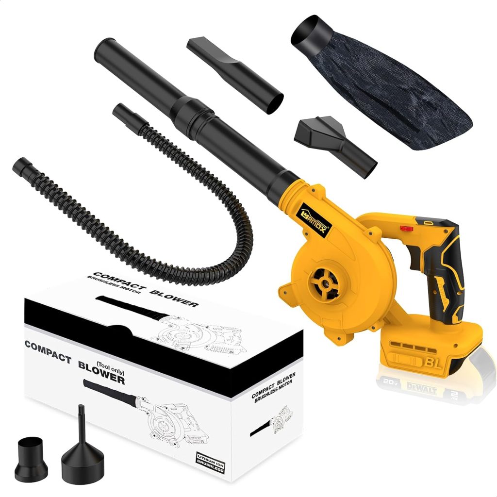 Cordless Leaf Blower for DEWALT 20V Max Battery, 2-in-1 Handle Electric Blower + Vacuum Cleaner, 6 Variable Speed Up to 180MPH, Electric Jobsite Air Blower with Brushless Motor (Battery Not Included)