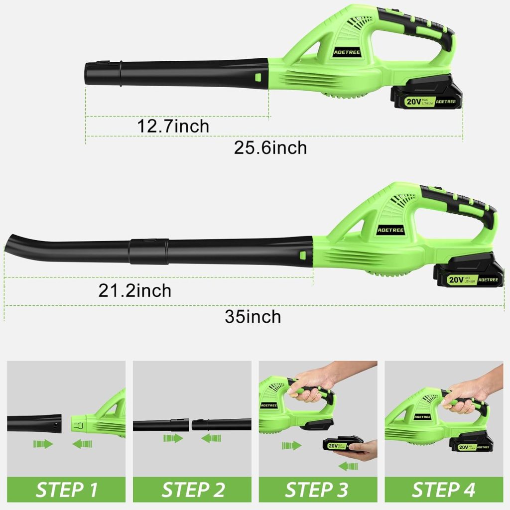 Cordless Leaf Blower - Lightweight Electric Blower with Battery Charger - 20V Battery Powered Small Handheld Blower for Lawn Care
