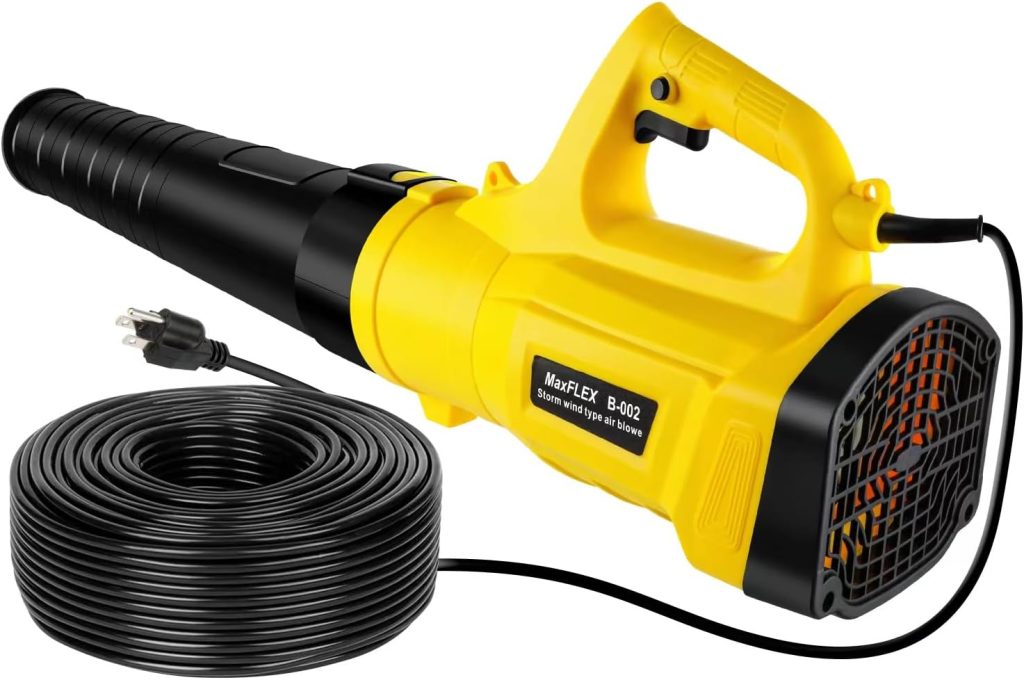 Leaf Blower, 3000W High Power Turbine Handheld Electric Leaf Blower, with 82 feet Extra Long Power Cord, 6-Gear Wind Speed Regulation, for Lawn Care, Yard, Garage, Patio, Blowing Leaves and Snow