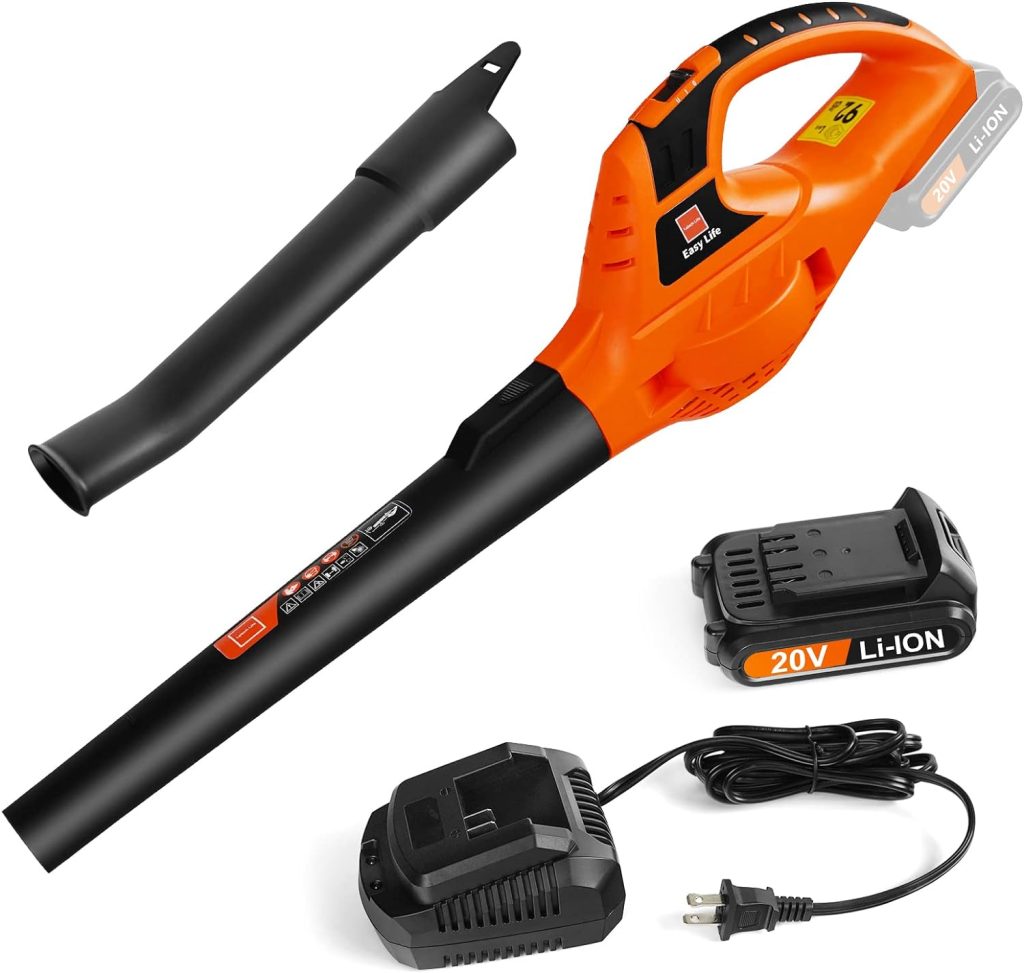 Leisch Life Cordless Leaf Blower,20V Handheld Electric Leaf Blowers with 2.0Ah Battery  Fast Charger, 2 Speed Mode, Lightweight Battery Powered Leaf Blowers for Cleaning Patio, Yard, Sidewalk,Snow