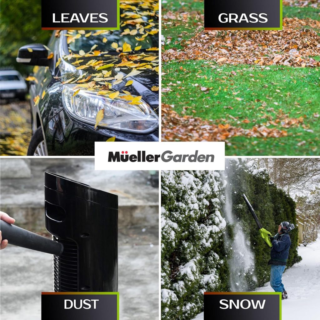 Mueller UltraStorm Cordless Leaf Blower, 20 V Powerful Motor, Electric Leaf Blower for Lawn Care, Battery Powered Leaf Blower Lightweight for Snow Blowing (Battery  Charger Included)