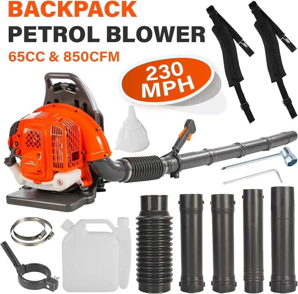 Prapark 65CC Gas Powered Backpack Leaf Blower, 850CFM - Powerful 2-Stroke Engine for Efficient Lawn, Snow, Dust Removal - Ergonomic, Versatile Outdoor Cleaning