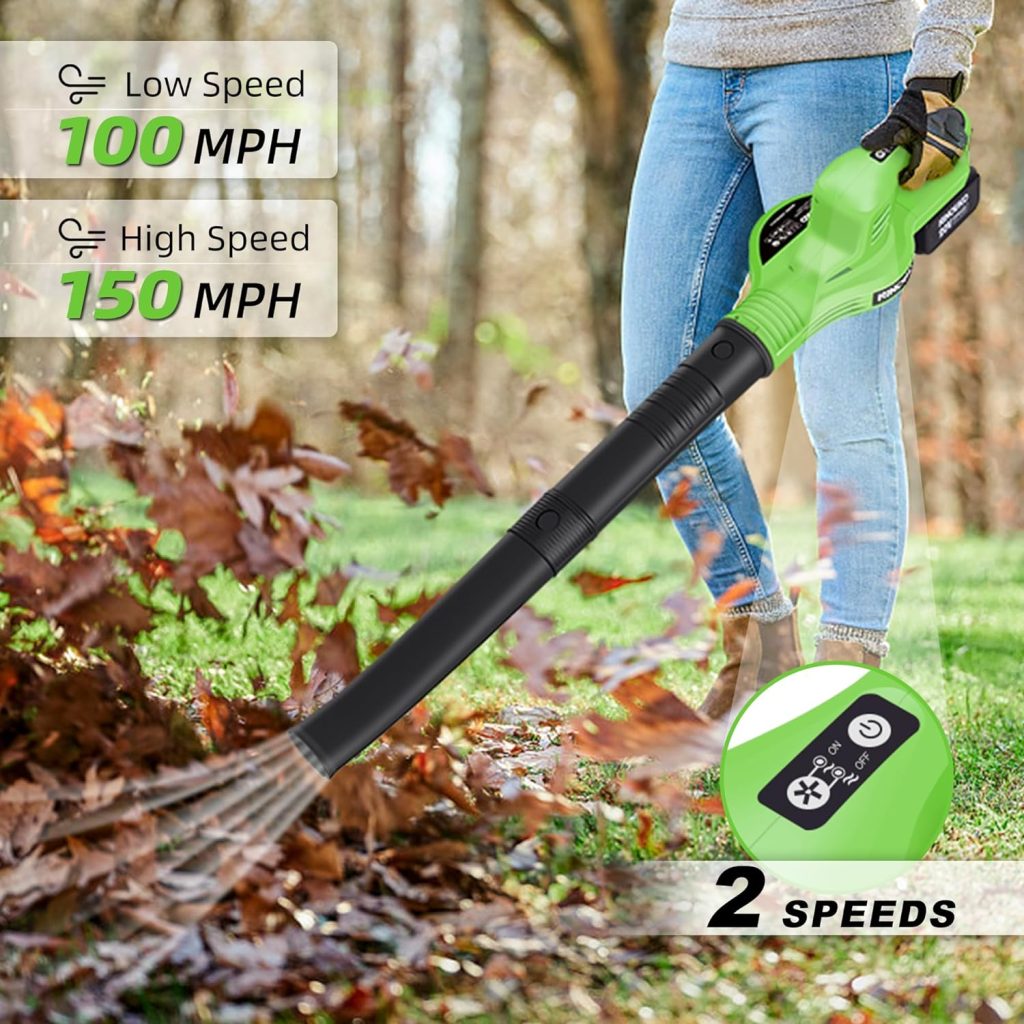 150MPH Cordless Electric Leaf Blower with 4.0Ah Battery and Charger - 2 Speed Modes for Yard, Patio, and Lawn Care