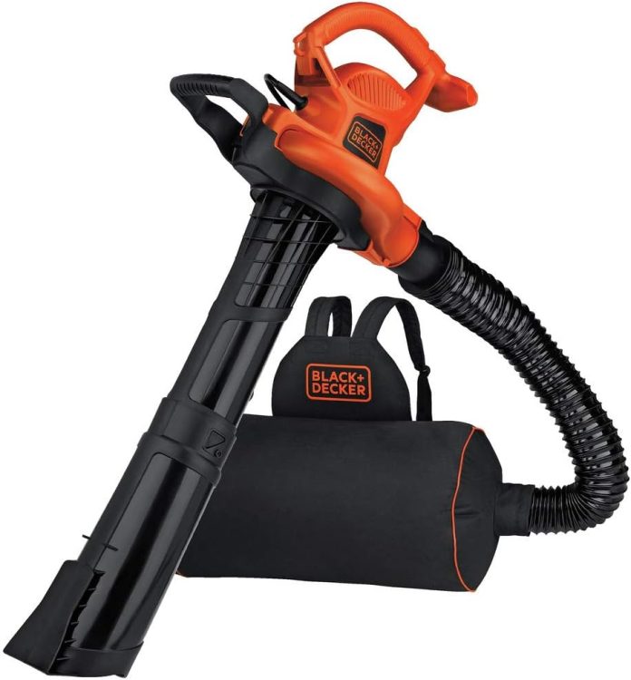 blackdecker electric leaf blower leaf vacuum and mulcher 3 in 1 250 mph airflow 400 cfm delivery power reusable bag incl
