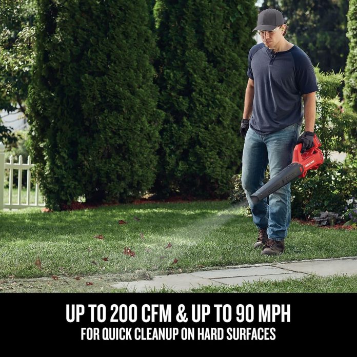 craftsman 20v max cordless leaf blower kit with battery charger included cmcbl710d1 red 2