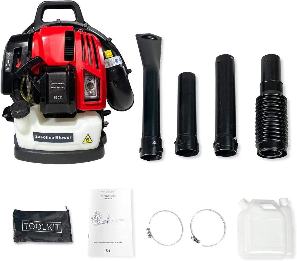 Gas Powered Backpack Leaf Blower, Lightweight Backpack Blower, 200MPH, 52cc, 2-Cycle, Powerful Clearing Performance