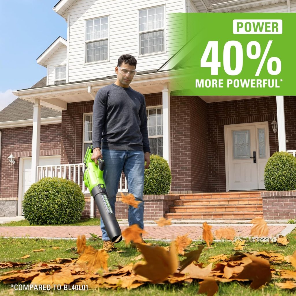 Greenworks 40V (100 MPH / 350 CFM / 75+ Compatible Tools) Cordless Axial Leaf Blower, 2.0Ah Battery and Charger Included