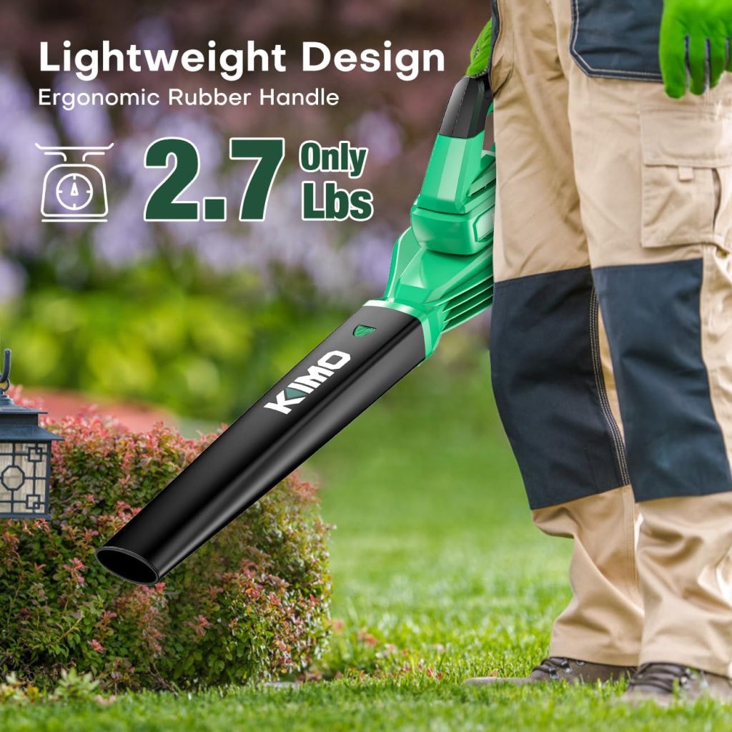 KIMO 200 CFM 170 MPH Cordless Leaf Blower with Battery and Charger, 20V Lightweight Electric Leaf Blower for Lawn Care | Yard | Garden | Patio, Battery Powered Leaf Blower for Leaf/Snow/Dust Blowing