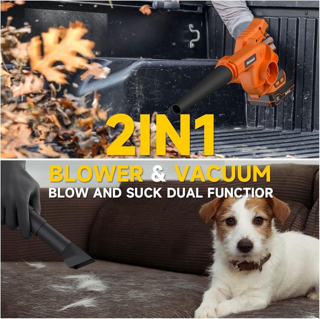 20V Multi-use Leaf Blower, Cordless Leaf Blower, 2-in-1 Design with Battery, Charger, and Dust Bag, Cleaning Leaves, Dust, Rainwater from Cars, Computer Towers, and Hard-to-Clean Corners.(Orange)