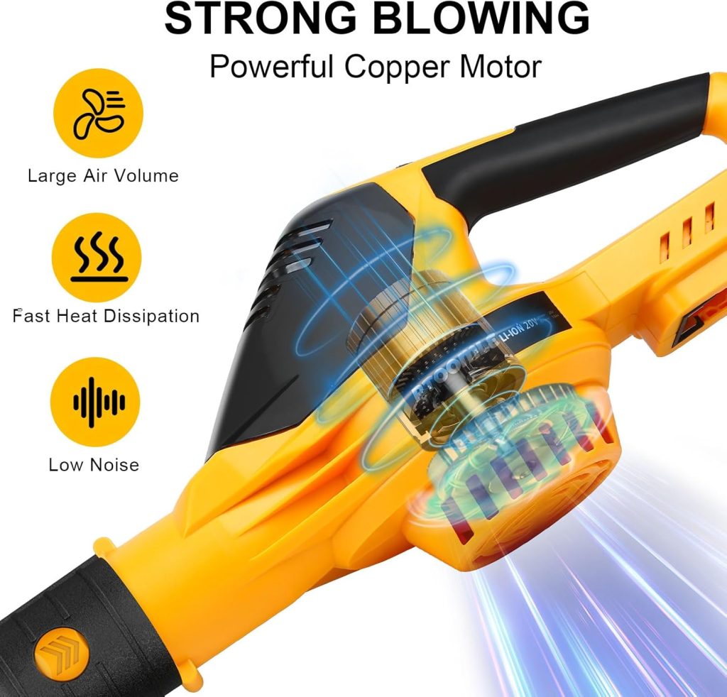 Cordless Leaf Blower for Dewalt 20V Max Battery with DCB112 Charger and 3.0A Battery,5-Level Speed Control Brushless Motor Leaf Blower 150MPH for Lawn Care Yard Cleaning Snow Blow