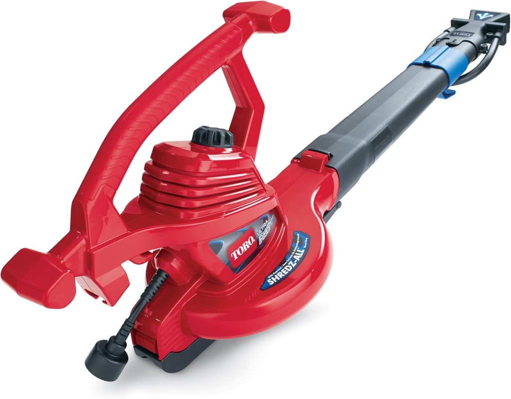 Toro 51621 UltraPlus Leaf Blower Vacuum, Variable-Speed (up to 250 mph) with Metal Impeller, 12 amp,Red